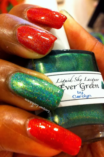 Lacquer Lockdown - Liquid Sky Lacquer Sleigh Me, Liquid Sky Lacquer Ever Green, christmas nail art, christmas trees, bow nail art, bows, stars, snow, gift wrap nails, hologiraphic, indie polish, apipila cosmeticos, apipila 05, apipila, stamping, nail art, chirstmas nails, xmas nails, holiday nail art, cute nais, easy nail art, simple nail art, bundle monster, konad, essie as gold as it gets, essie no place like chrome