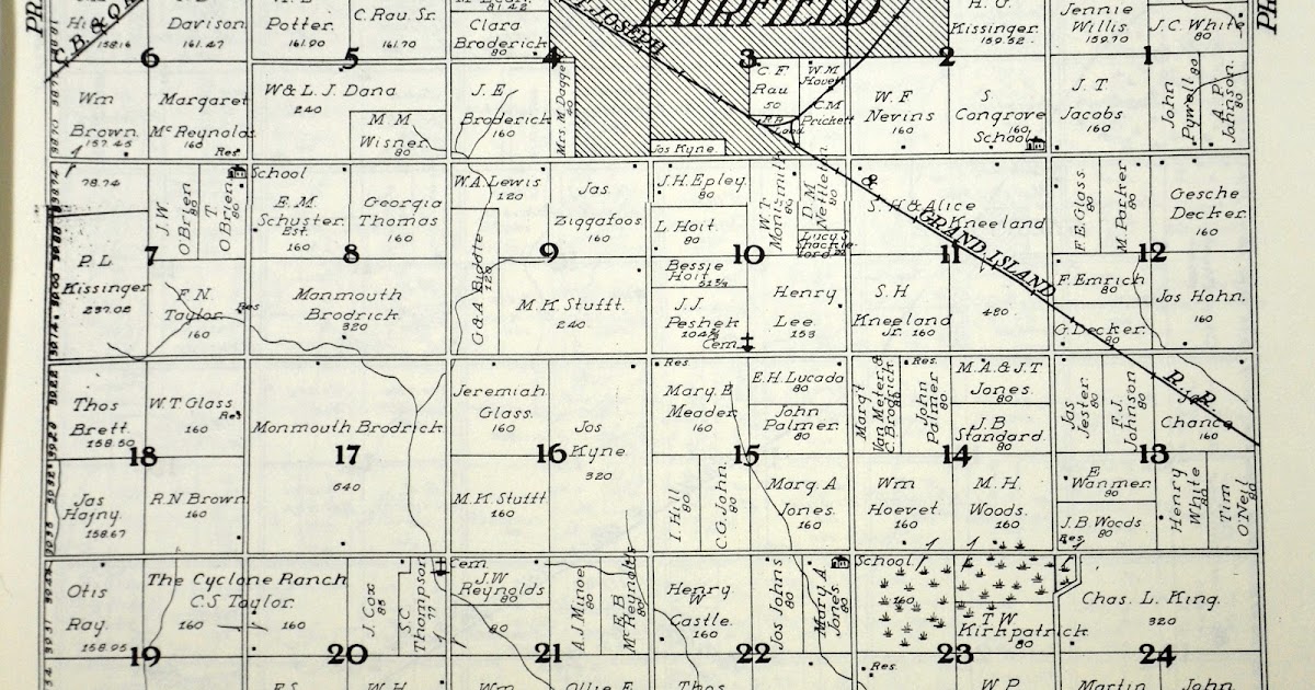 Sutton Nebraska Museum 1908 Plat Map of Fairfield Township, Clay County
