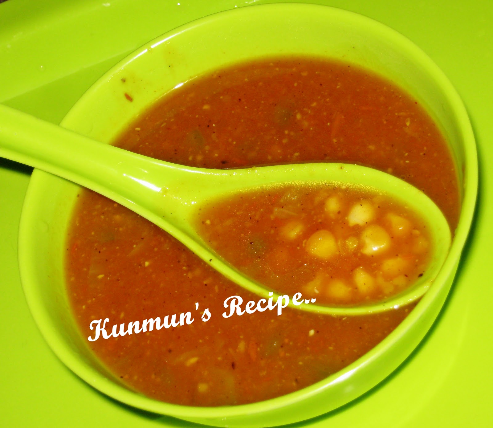 Kunmun's Delicious Kitchen SPICY TOMATOSWEET CORN SOUP