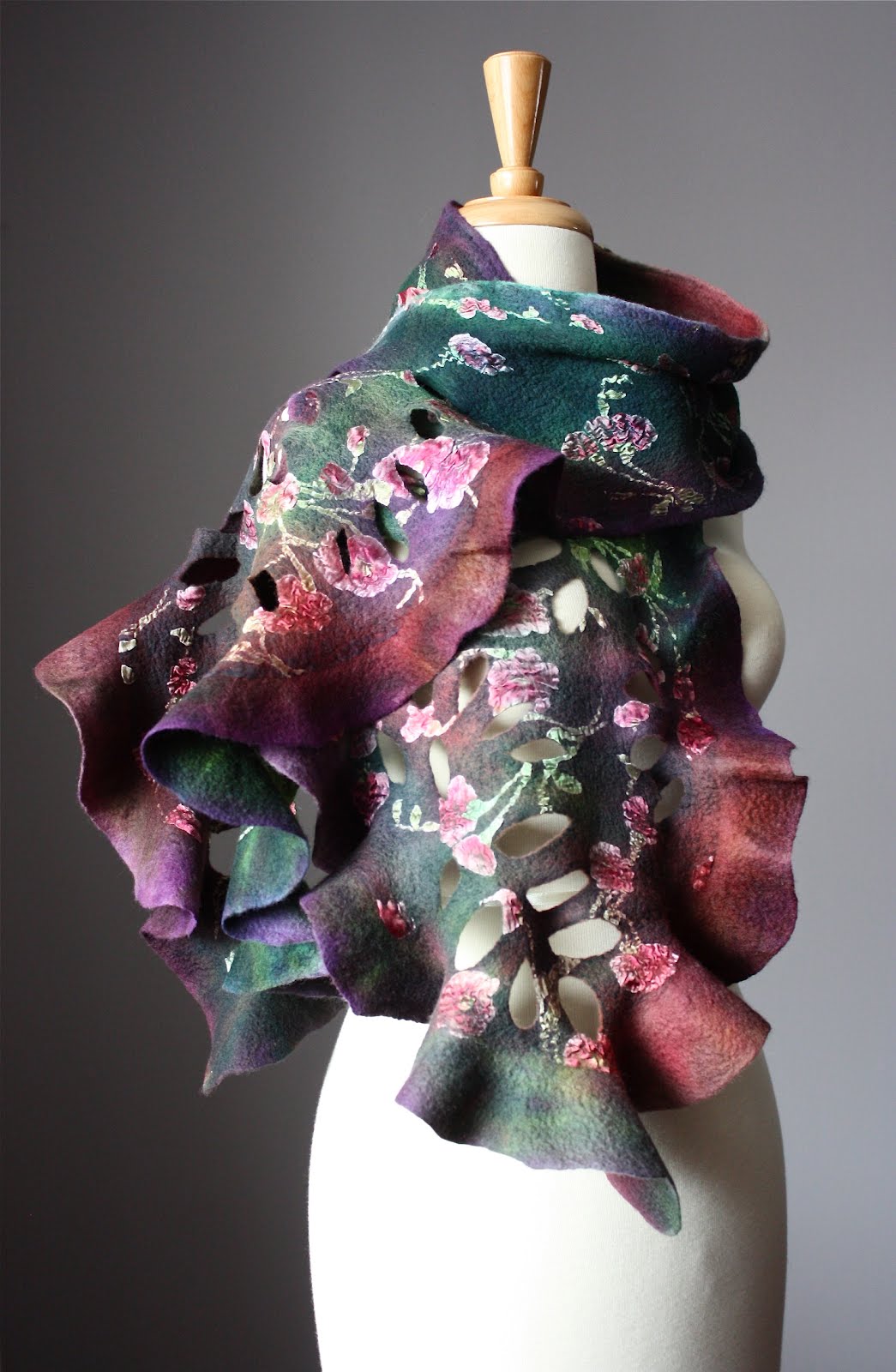 Laboratory of Fashion Nuno felted scarves wool silk Hand dyed