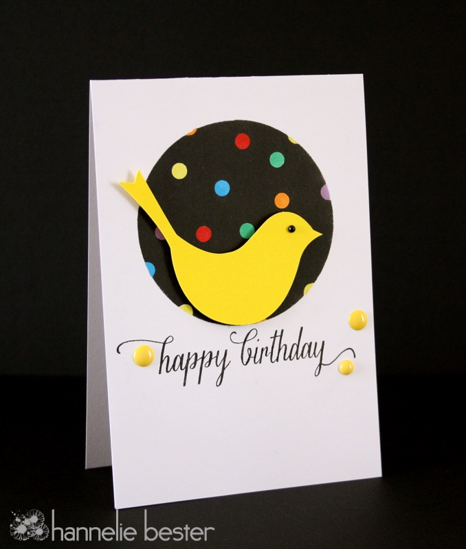 yellow bird and polka dot birthday card