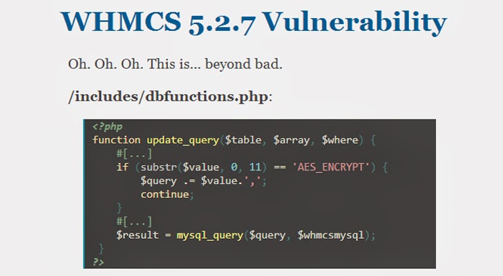 Web Hosting software WHMCS vulnerable to SQL Injection
