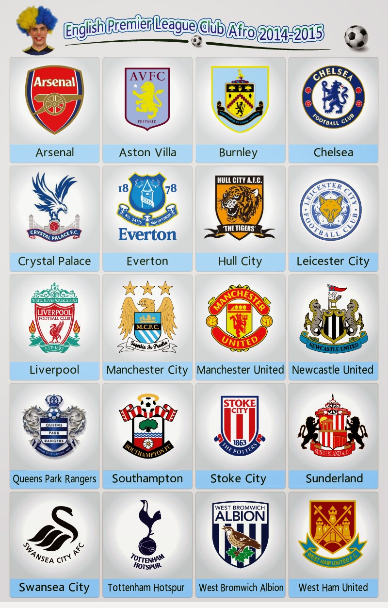 FlagWigs: English Premier League Afro, 20 Clubs are available..Support