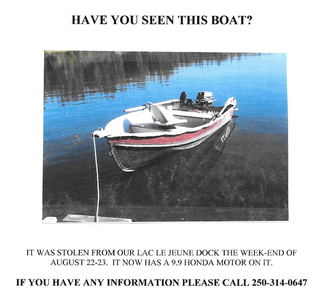 Lac Le Jeune Life In Our Community Have you seen this boat?