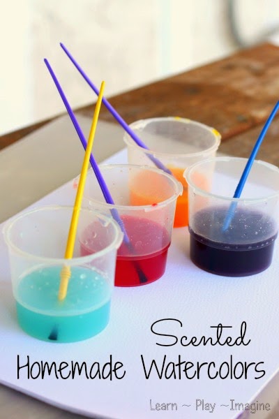 These homemade watercolors smell amazing and are made using only two ingredients, one being water!