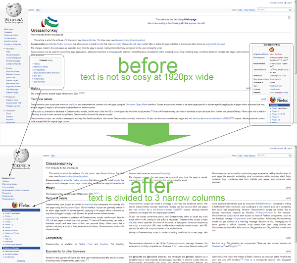 Wikipedia goes 3 columns preview