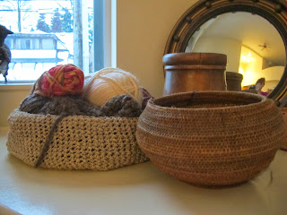 large crochet bowl made out of hemp using single crochet