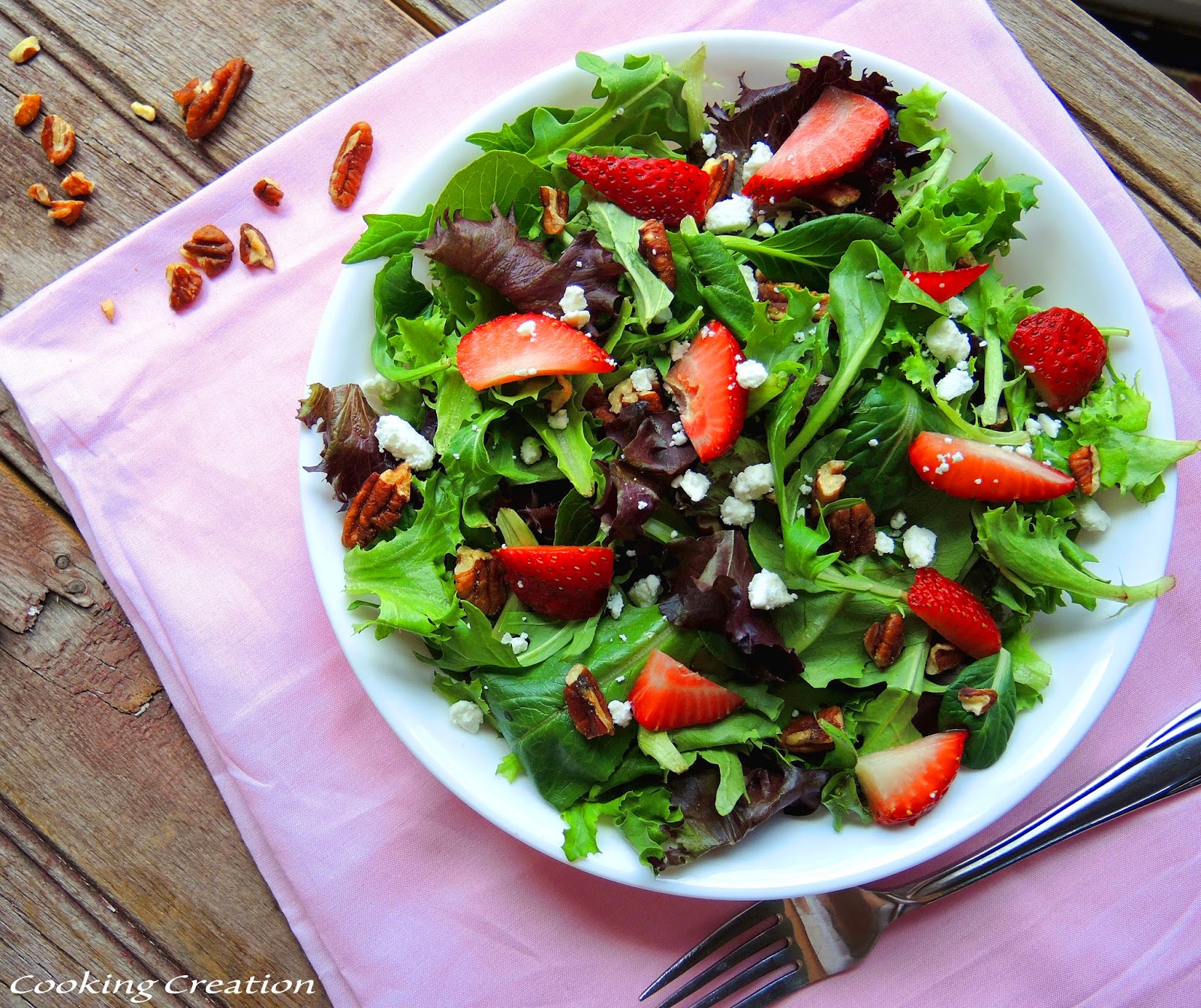 Cooking Creation Peach Poppy Seed Vinaigrette over Strawberry, Feta