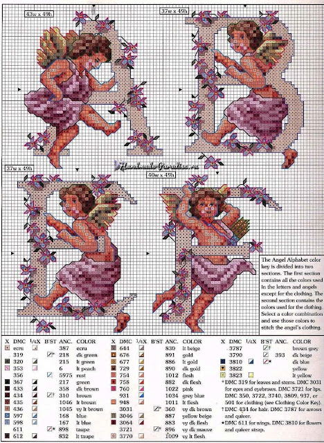 Винтажные монограммы с ангелами. Схемы вышивки Винтажные монограммы с ангелами. Схемы вышивки