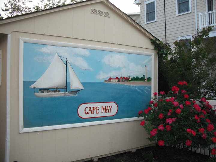 This mural is painted on a garden shed