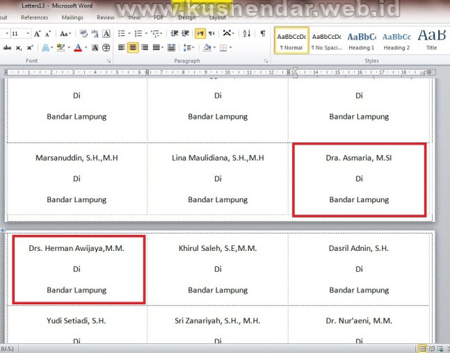 cara print label undangan 103 di word 2010 cara print label undangan 103 di word 2010