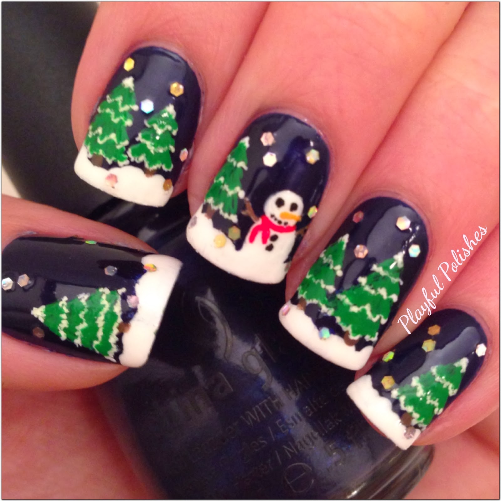 Playful Polishes TWELVE DAYS OF CHRISTMAS NAIL ART SNOW/WINTER