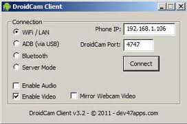 DroidCam convierte tu móvil Android en una webcam wifi