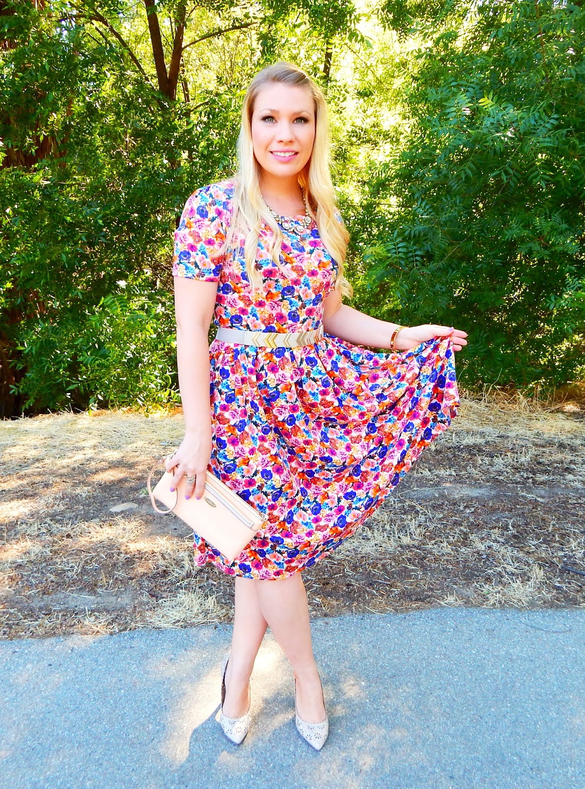 Colorful Floral Dress Outfit