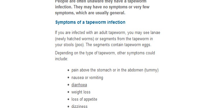 Symptoms of a tapeworm infection - Health swift