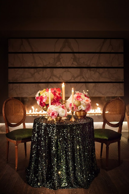 black sequin tablecloth