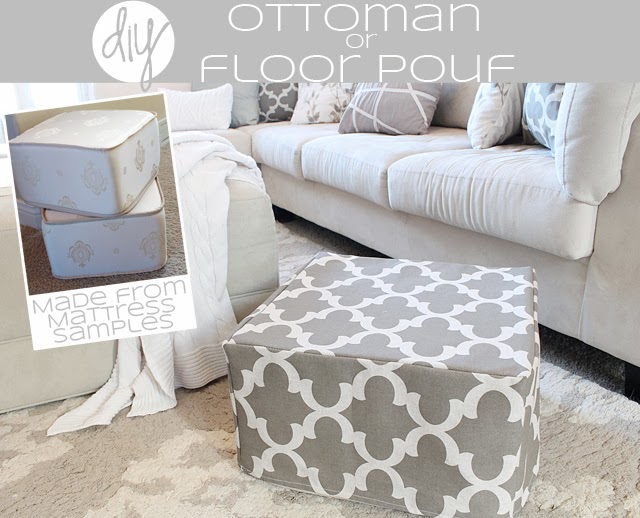 DIY Ottoman or floor pouf made from mattress cubes!