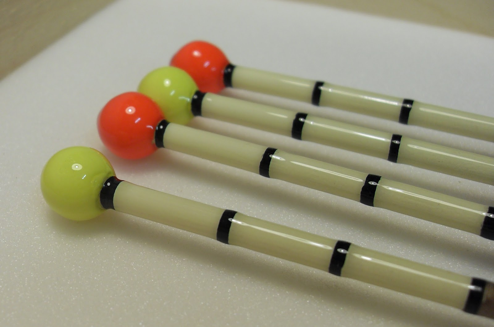 Handmade Fishing Floats by Mark Burningham. Balsa on cane tench