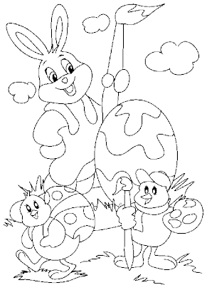 Coloriage paques lapin oeuf