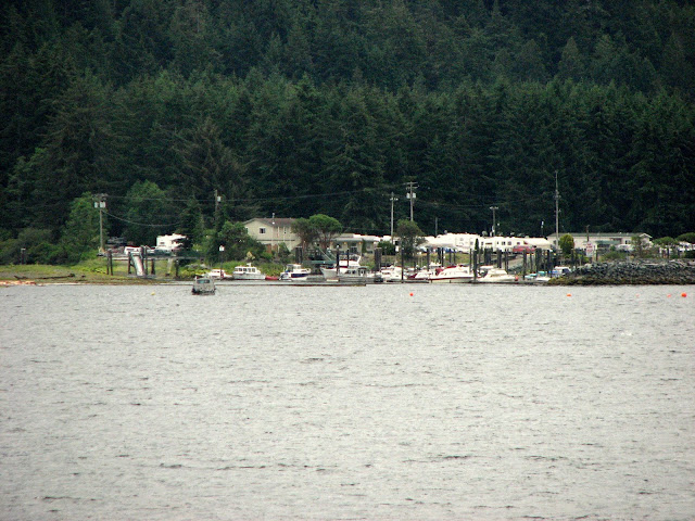 From the MV Frances Barkley: on the west shore of Alberni Inlet, an RV campsite and marina at China Creek