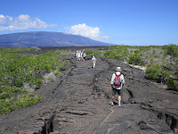 Walking on Punta Moreno Pahohoe lava, Isabela Island, Galapagos