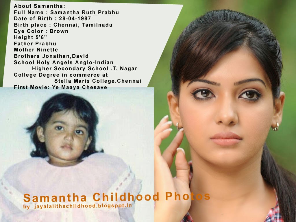 Jayalalitha Childhood Photos: Samantha childhood photos