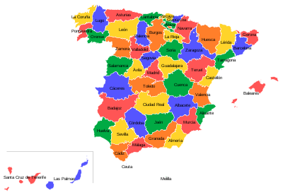 Mapa de España por Provincias