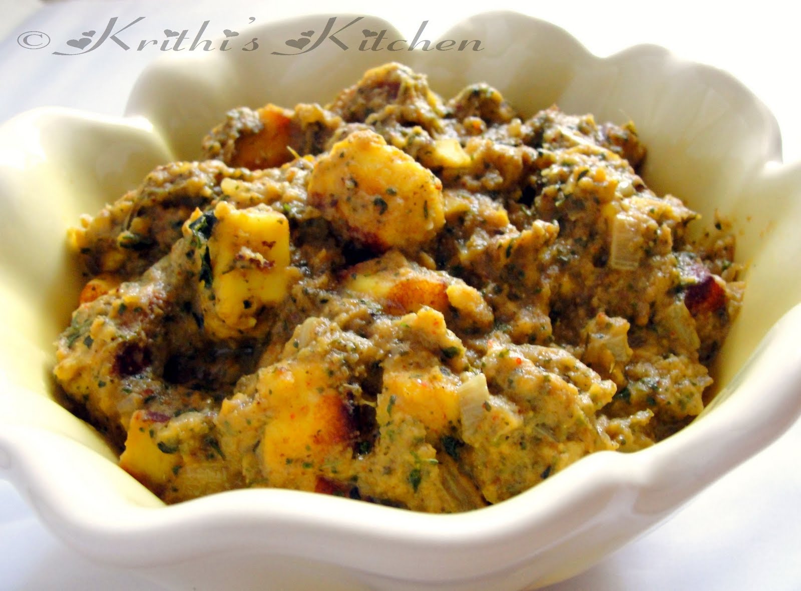 Krithi's Kitchen Kasuri Methi Paneer / Hara Paneer Masala Indian