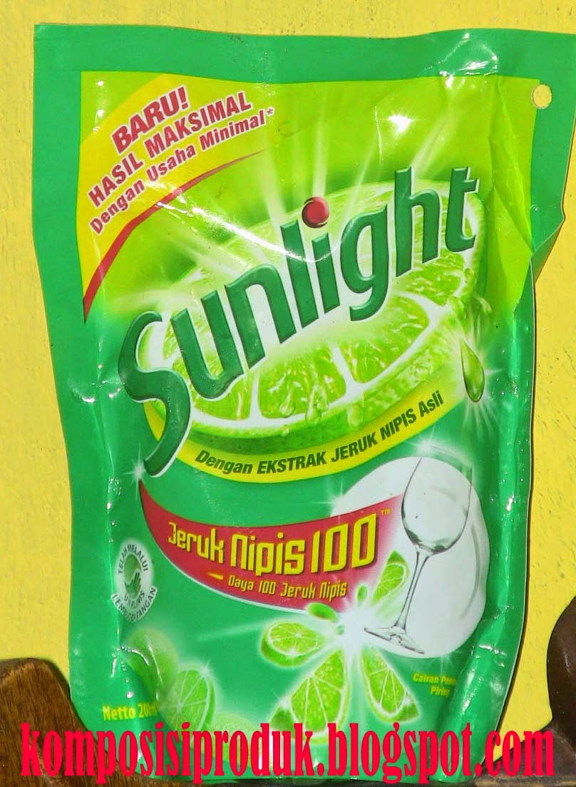 Cairan Pencuci Piring Sunlight 200 ml Komposisi Produk