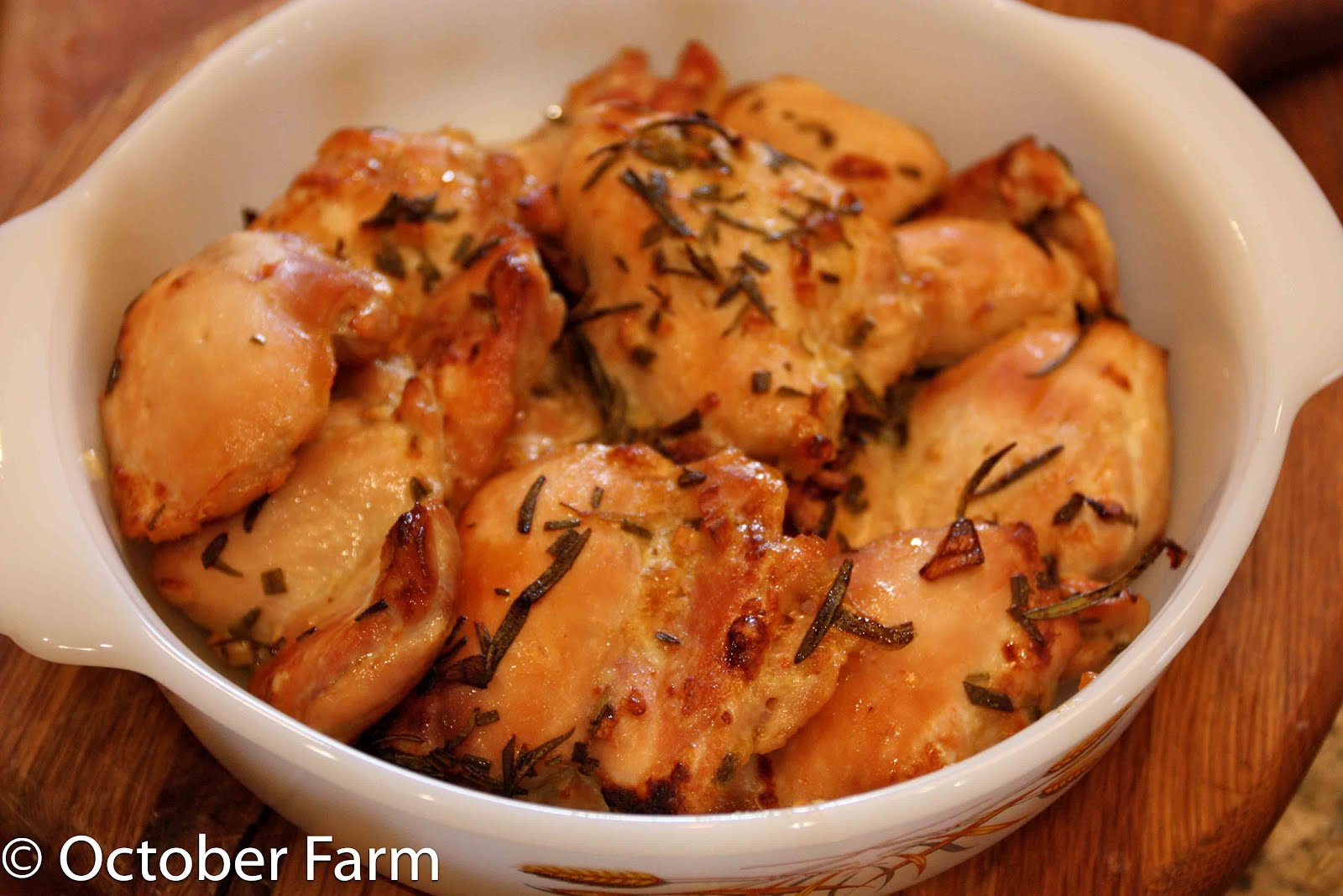 Roasted Honey Mustard Rosemary Chicken Thighs