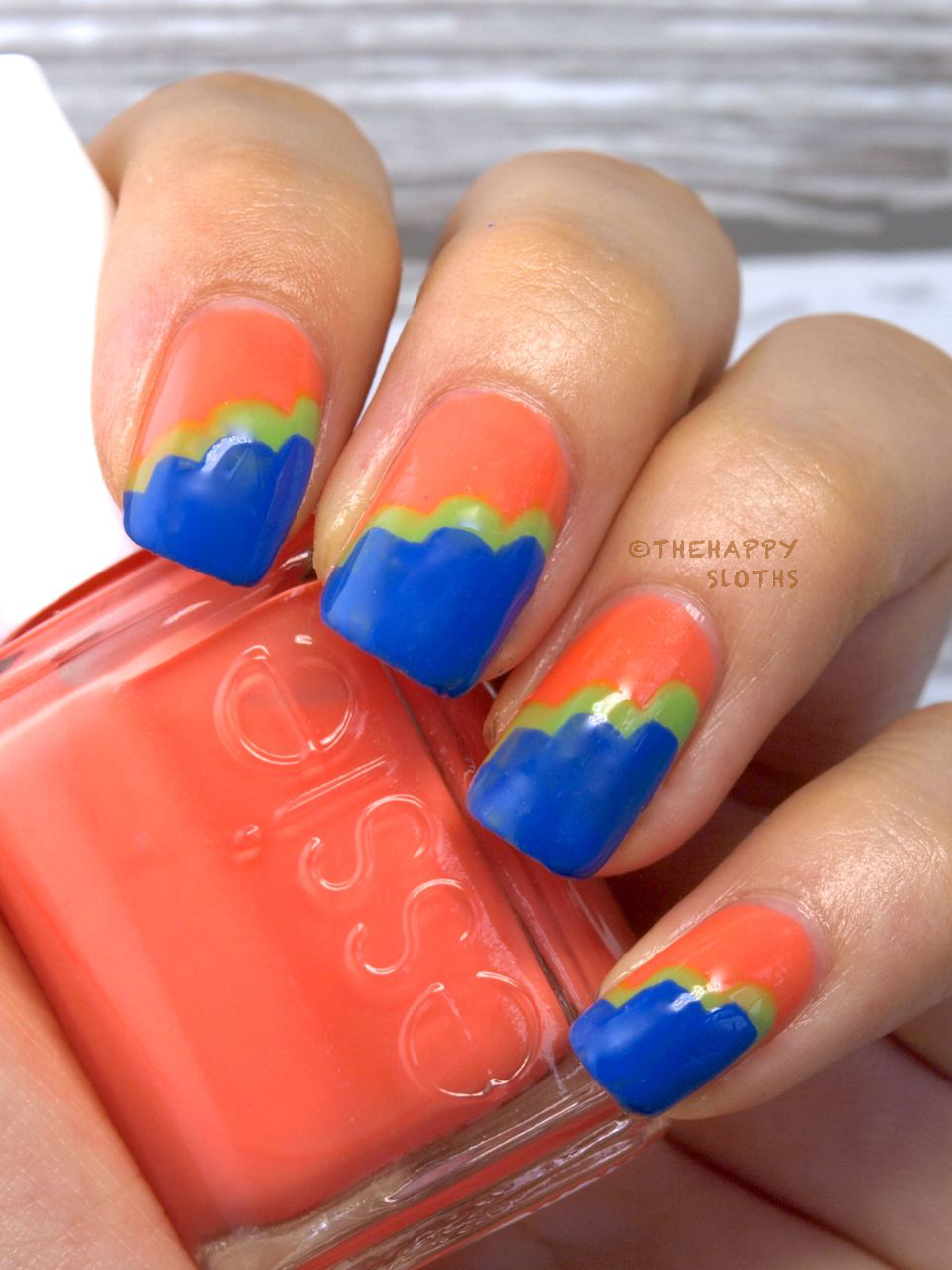 Scalloped Nail Art Tutorial featuring Essie 2014 Neon Collection