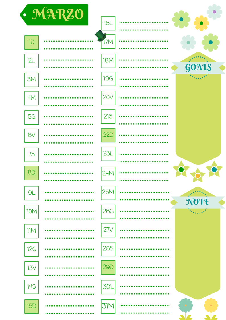 Nata Refill gratuiti per l'agenda il mese di Marzo da