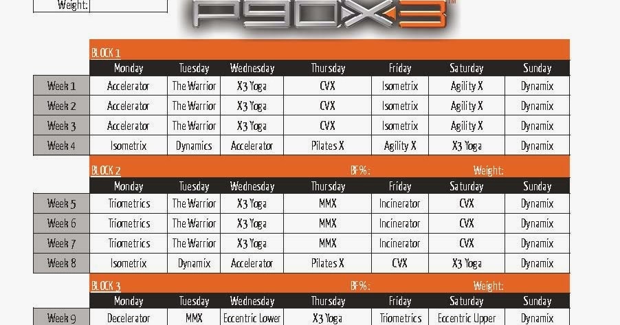 P90x3 Workout Schedule Lean Kayaworkout.co.