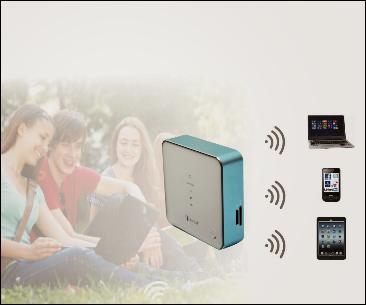 Irvine 3G Wireless Net Irvine 21Mbps GSM 3G MiFi Router + Power Bank