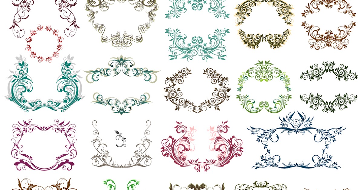Ai Eps イラストレーター 花柄の古風なヴィンテージ フレームとボーダー Vintage Frames And Decorative Borders With Floral Classic Ornaments イラスト素材