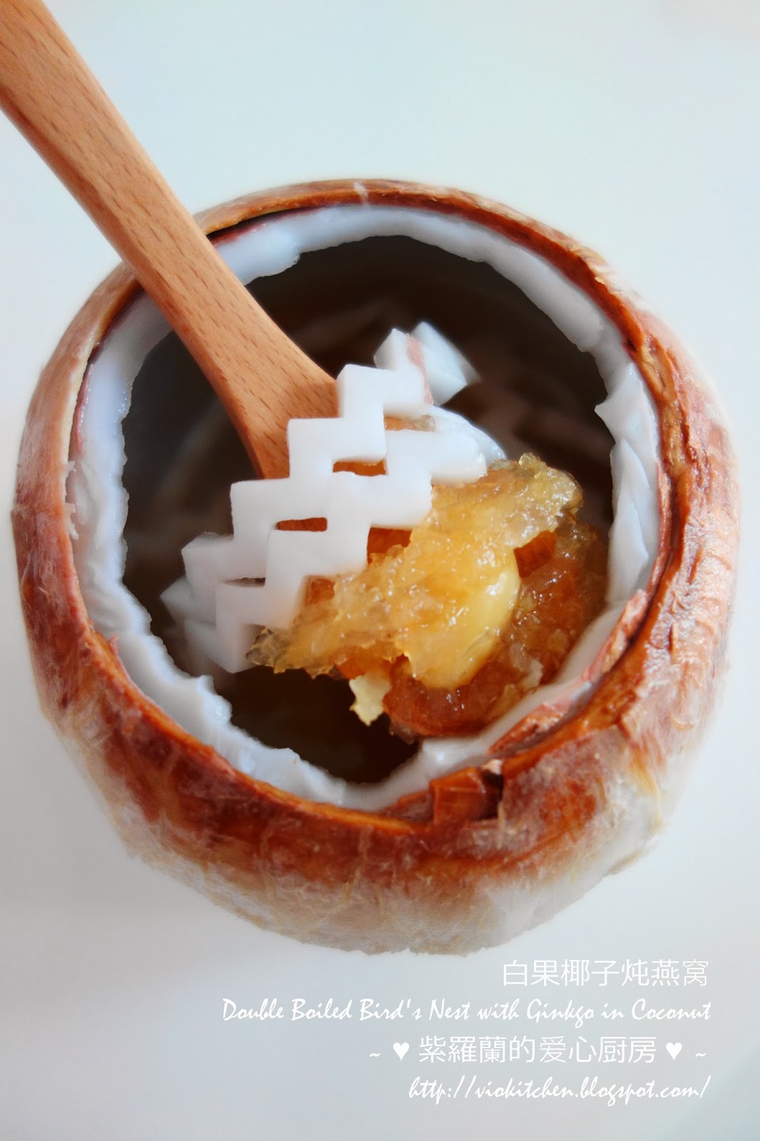 Violet's Kitchen ♥紫羅蘭的爱心厨房♥ 白果椰子炖燕窝 Double Boiled Bird's Nest with