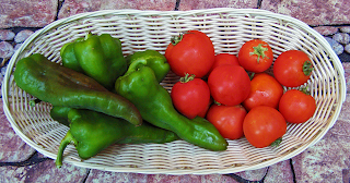 Basket of Tomatoes and Peppers
