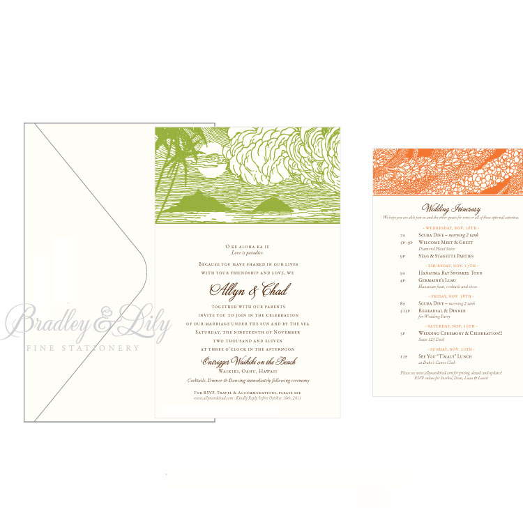 Mokulua Islands Wedding Invitation and Itinerary Bradley & Lily Fine