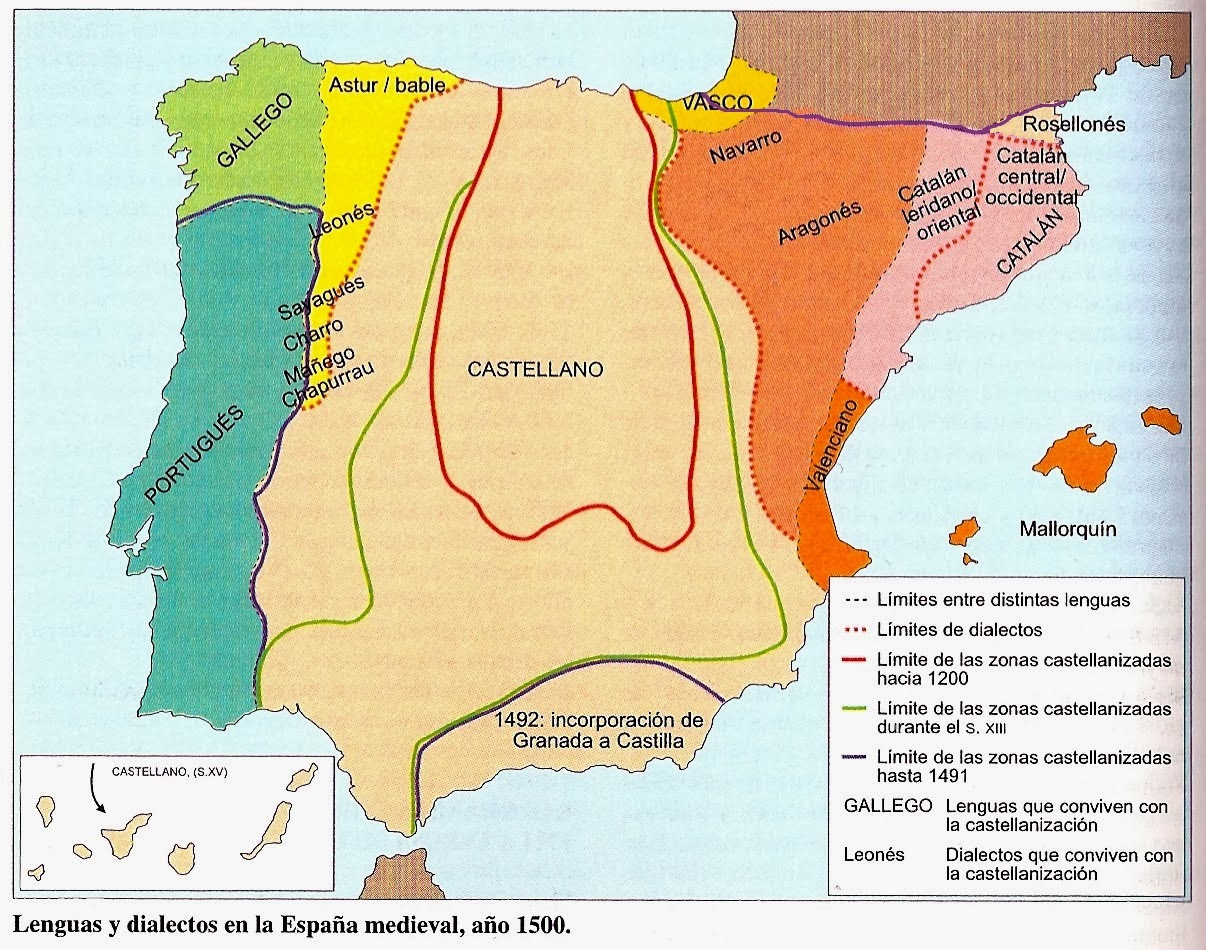 HISTORIA DEL IDIOMA ESPAÑOL EN CATALUÑA 10-15%23+Lenguas+y+dialectos,+hacia+1500+(m)
