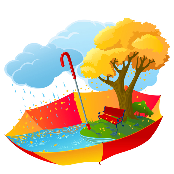 Autumn with bench under the tree | GoodVector