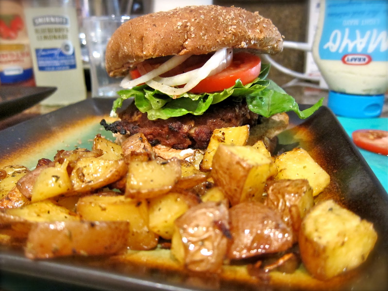 Saleena Barbecue Turkey burgers & Baked Potatoes