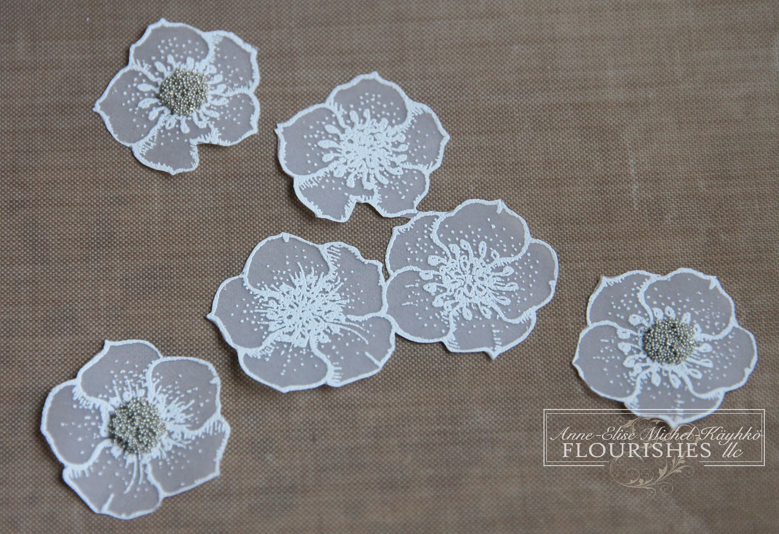 From AnneElise Vellum Flowers Tutorial.