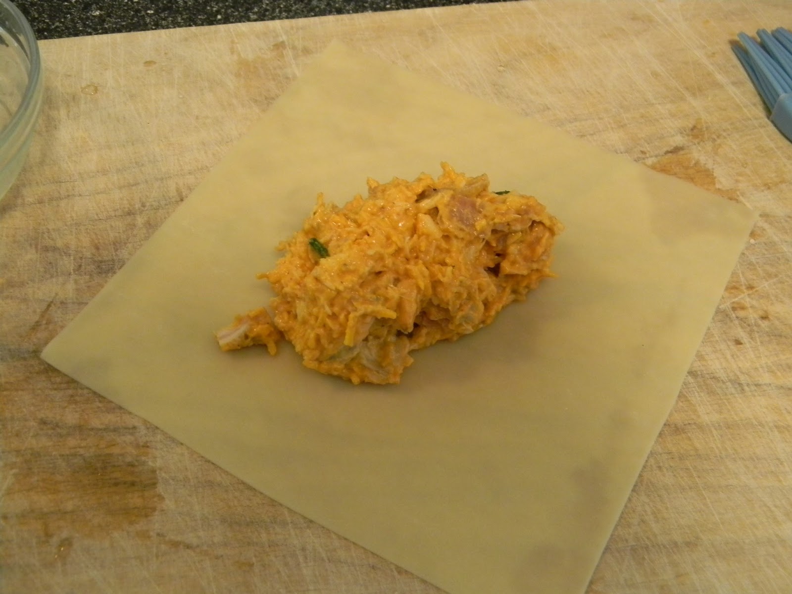 Kitten with a Whisk Buffalo Chicken Egg Rolls with Blue Cheese Dip