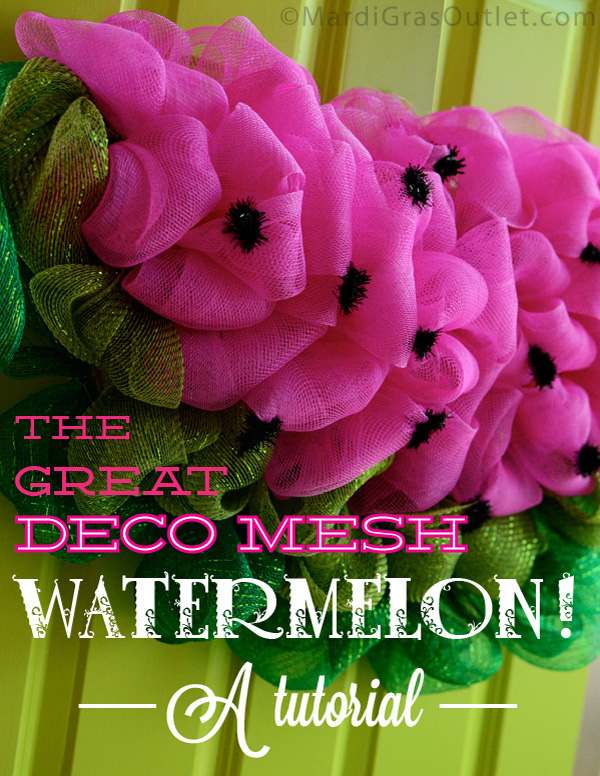 Deco Mesh, Watermelon, Wreath, Tutorial, DIY, Summer, Spring, Wreath, How to