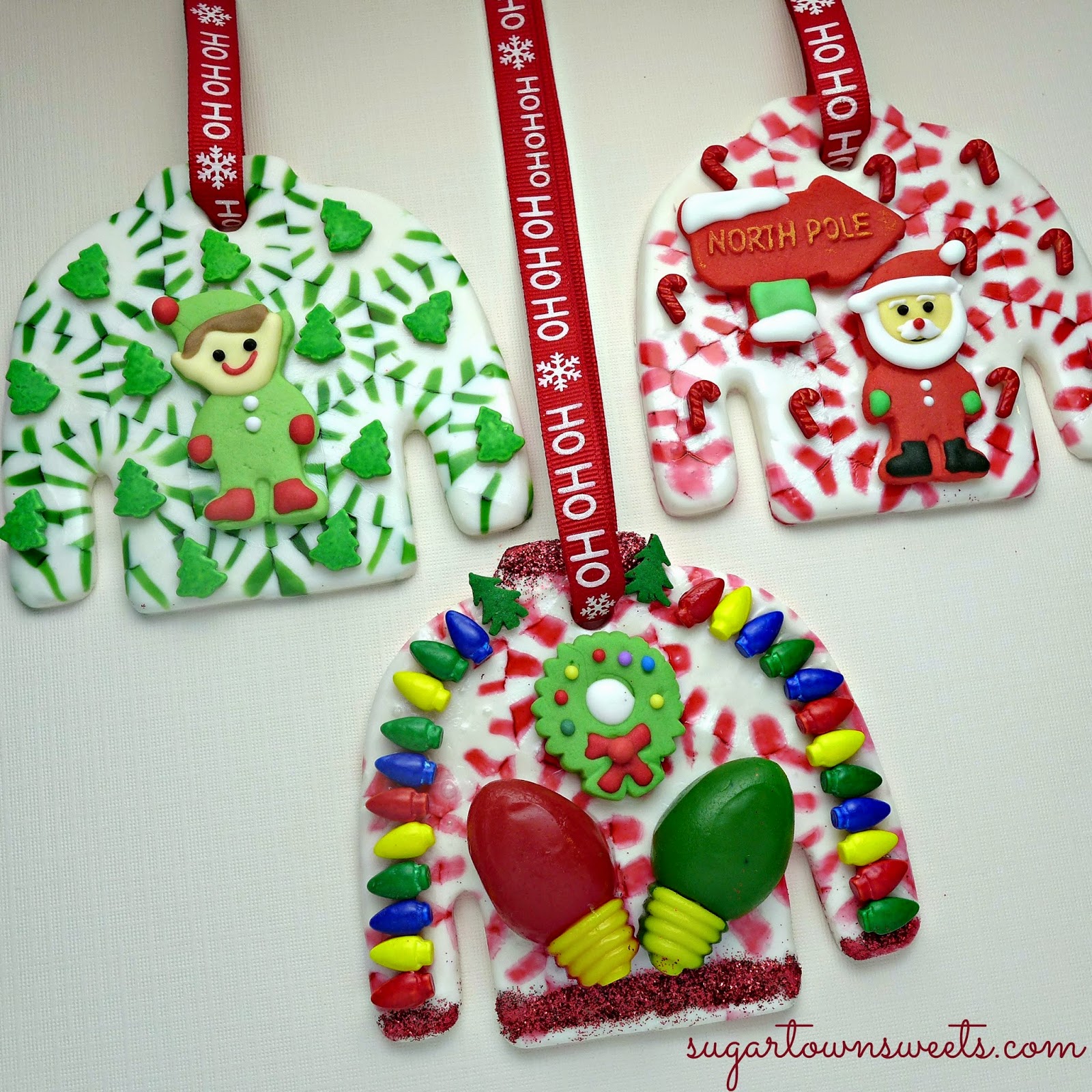 Sugartown Sweets Ugly Christmas Sweater Ornaments Using Melted