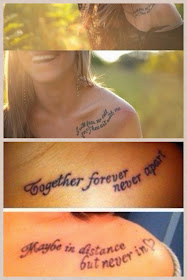 ♥ ♫ ♥ I love the placement of the top pictures but the wording of the bottom pictures! Great friendship tattoo idea! ♥ ♫ ♥
