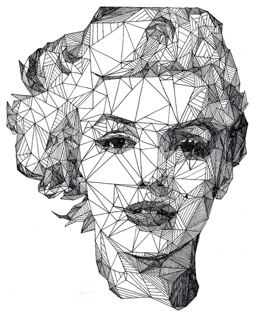 05-Marilyn-Monroe-Josh-Bryan-Monochromatic-Triangulation-Drawings-Portraits-www-designstack-co