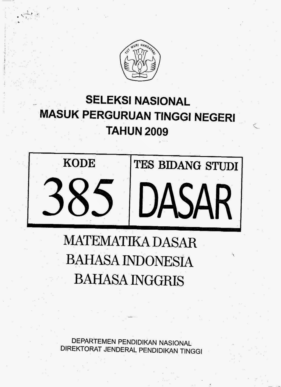 Soal Snmptn 2009