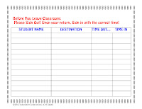 sign out sheet for classroom