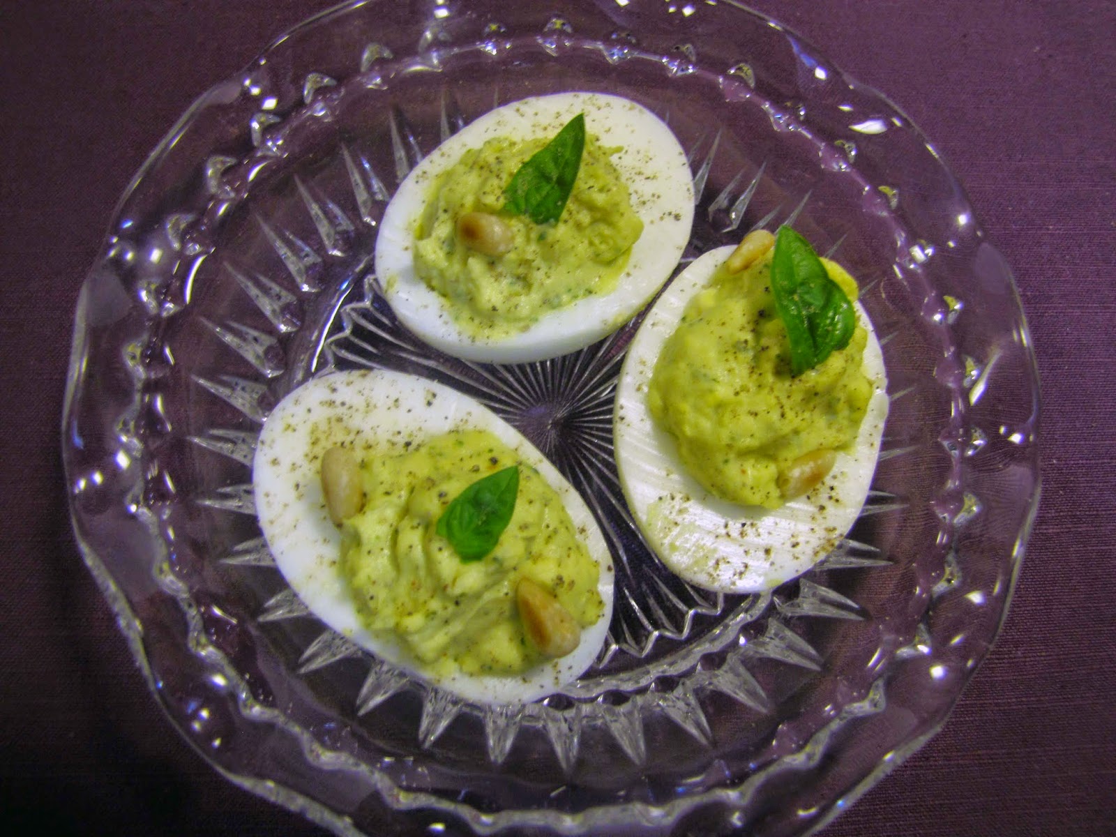 37 Cooks Deviled Eggs with Spinach, Basil & Toasted Pine Nut Pesto